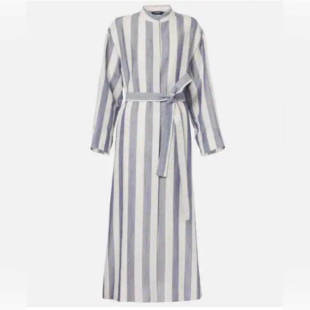 'S Max Mara Striped Long Dress, size L, color Striped grey and White